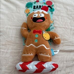 Bark Gingerbread Dog Toy with Red and Brown